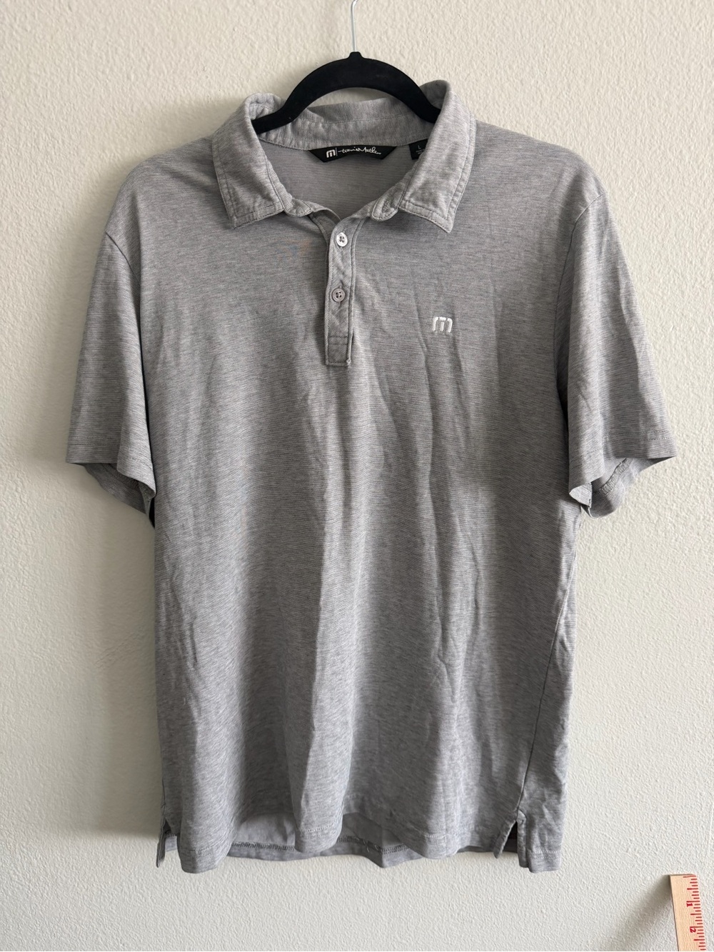 Travis Mathew Heather Gray Short Sleeve Polo Pima Cotton Size L